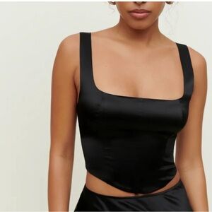 Reformation Sorrento Silk Crop Bustier Top Size 14